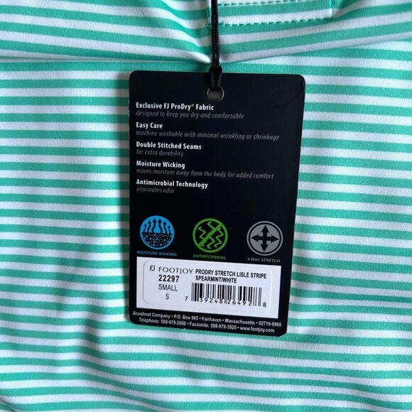 FootJoy Men's Size Small ProDry Stretch Lisle Stripe Polo Shirt - Picture 5 of 10